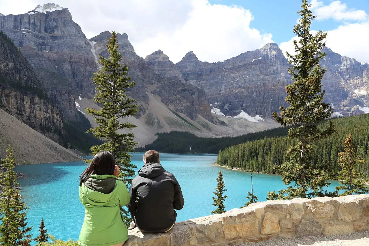 couple in front of lake